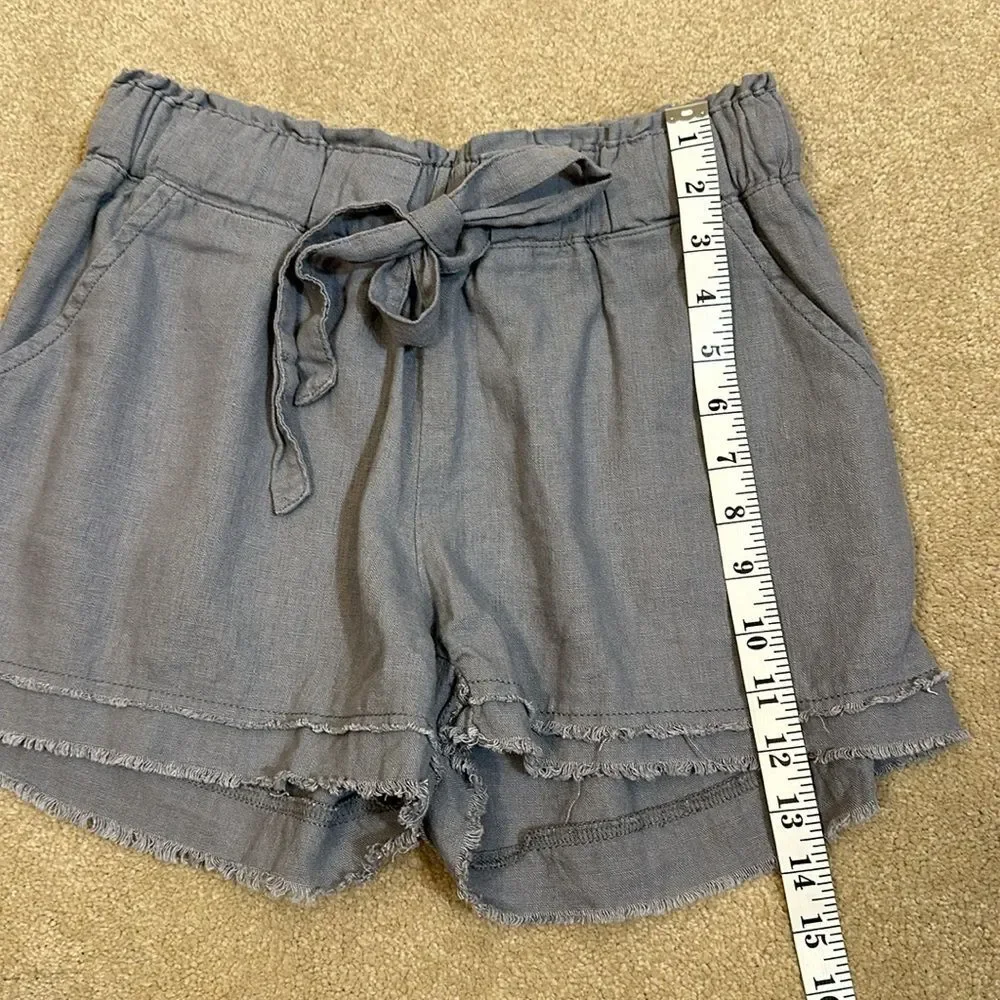 Rewash Women Blue Trooper Femme Utility Linen High Rise Cut Off Shorts Small